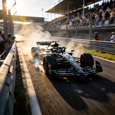 F1赛车在赛道上飞驰